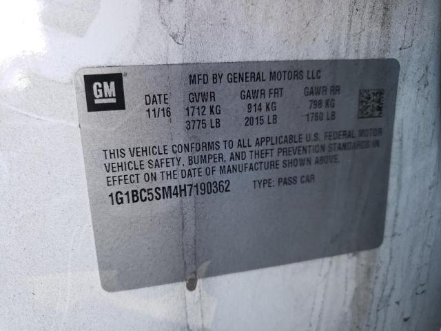 Image 3 of 2017 CHEVROLET CRUZE LS 2017 with VIN 1G1BC5SM4H7190362