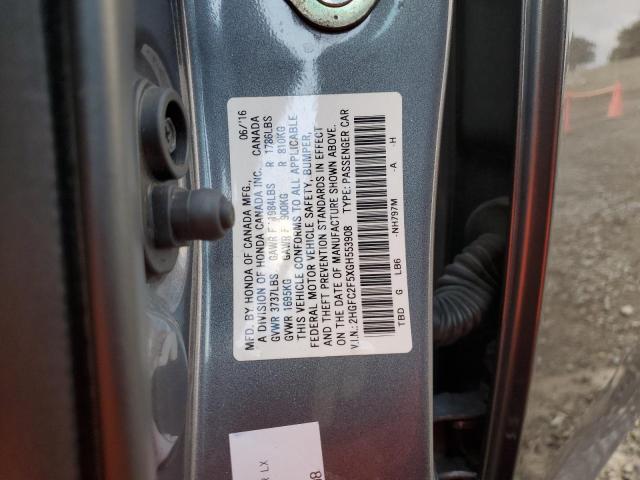 Image 3 of 2016 HONDA CIVIC LX 2016 with VIN 2HGFC2F5XGH553908