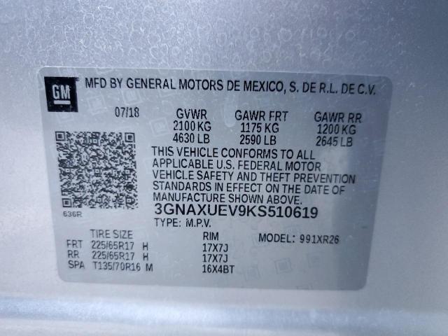Image 2 of 2019 CHEVROLET EQUINOX LT 2019 with VIN 3GNAXUEV9KS510619