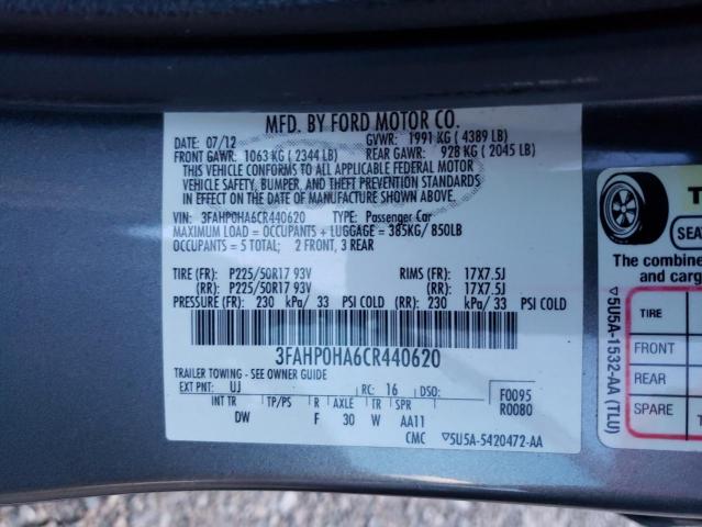 Obraz 3 z 2012 FORD FUSION SE 2012 z VIN 3FAHP0HA6CR440620
