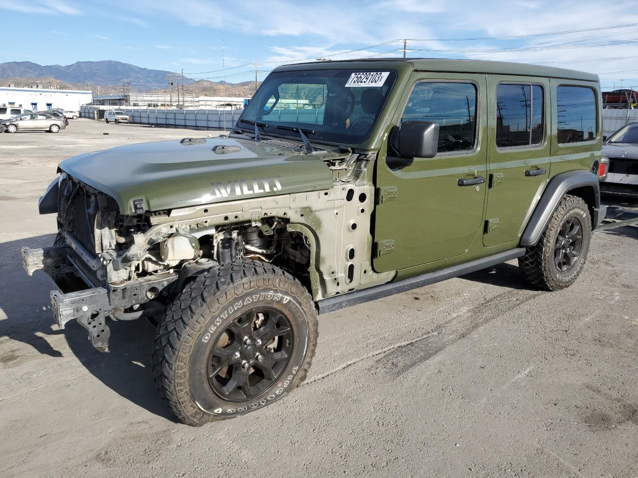 Image 1 of 2021 JEEP WRANGLER UNLIMITED SPORT 2021 with VIN 1C4HJXDN9MW852316