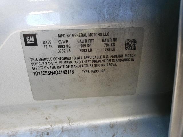 Image 3 of 2016 CHEVROLET SONIC LT 2016 with VIN 1G1JC5SH4G4142116